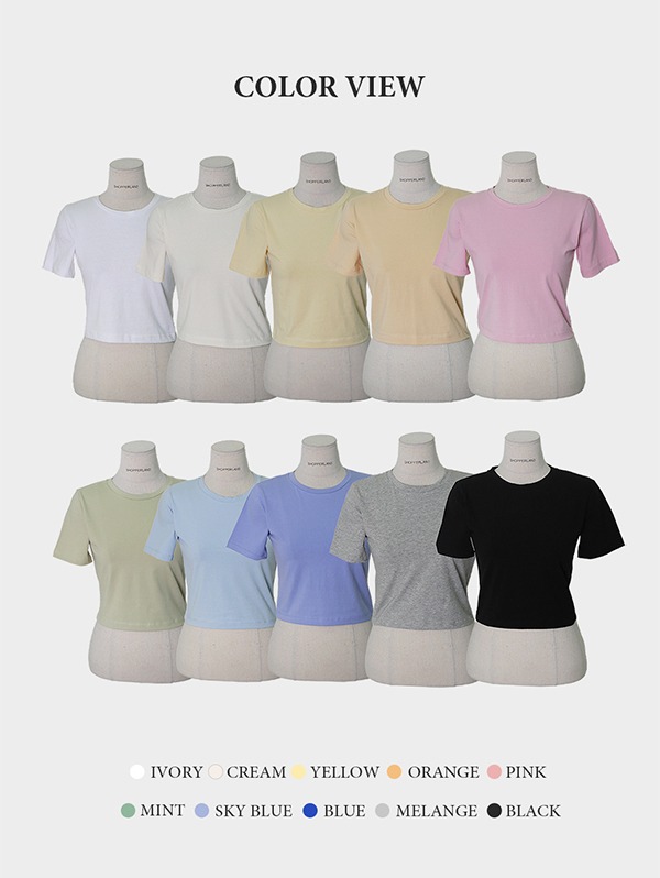 퀄리티좋은 소프트 반팔 크롭 티셔츠 (10color)