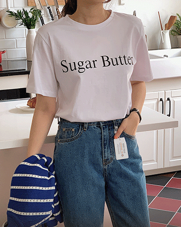 버터 레터링 반팔 티셔츠 (4color)